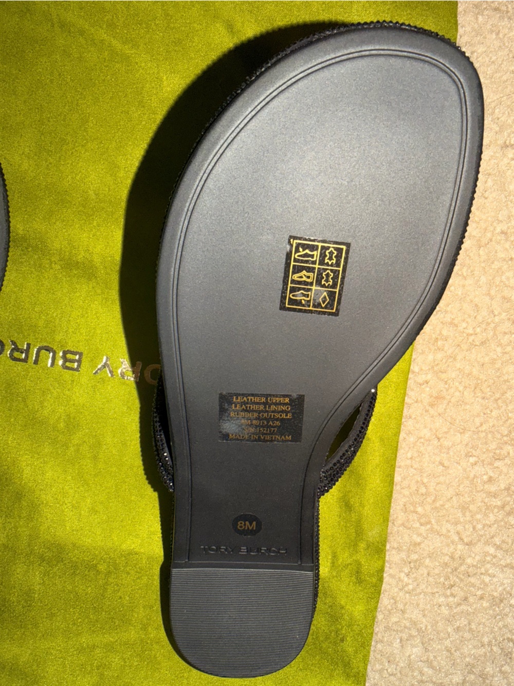 BRAND NEW Tory Burch Black Beaded Miller Thong Sandals SIZE 8 - Picture 6 of 6